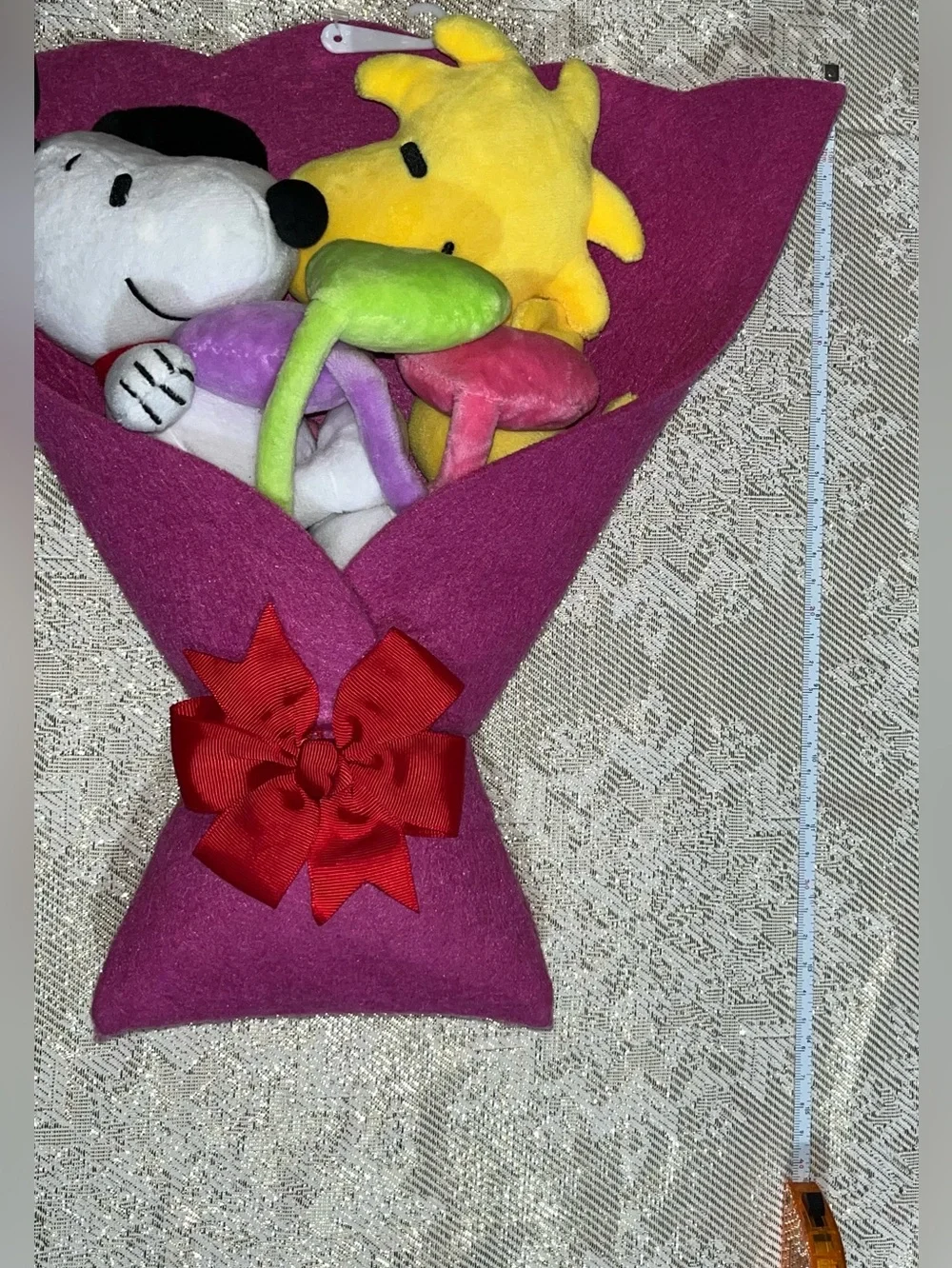 Peanuts Pink Plush Heart Bouquet with Snoopy and Woodstock Toys NEW!